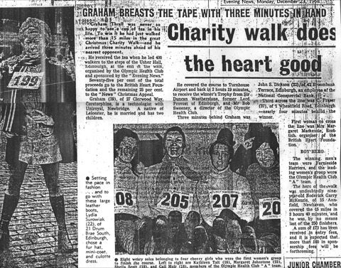 Evening News cutting, 23 December 1968: “Charity walk does the heart good”